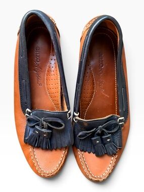 Vintage 90s Enzo Angiolini Leather Tassel Loafers Two Tone Preppy 7